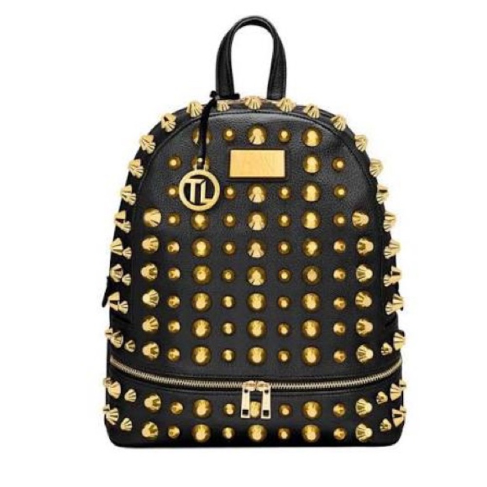 Traci Lynn Black Backpack with Gold Accents